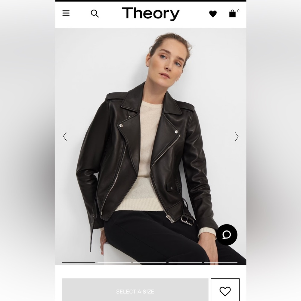 NWT Theory Black Leather Moto Jacket